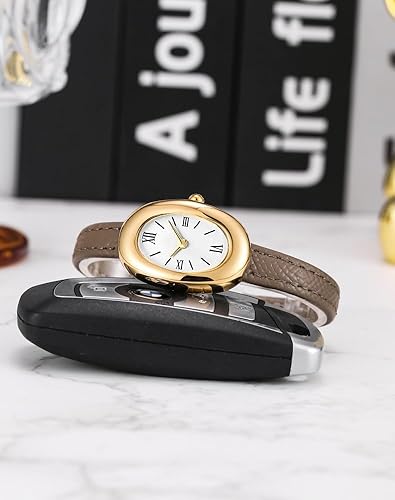 Bracelet Watch for Women - Elegant 24mm Oval Dial Bangle Watch - Gold Jewelry Style Quartz Wristwatch - Dainty Vintage