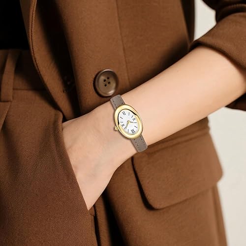 Bracelet Watch for Women - Elegant 24mm Oval Dial Bangle Watch - Gold Jewelry Style Quartz Wristwatch - Dainty Vintage