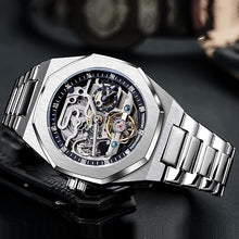 Load image into Gallery viewer, Vintage Watch for Men Engraved Automatic Self-Wind Mechanical Big Dial Luminous Moon Phase Golden Hollow Tattoo Pattern Wrist Watches, Mechanical